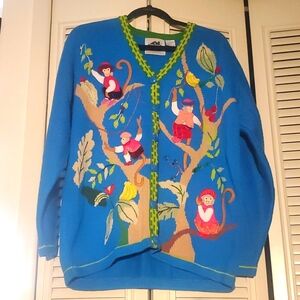 Like new! Vintage Storybook Knits monkey garden sweater